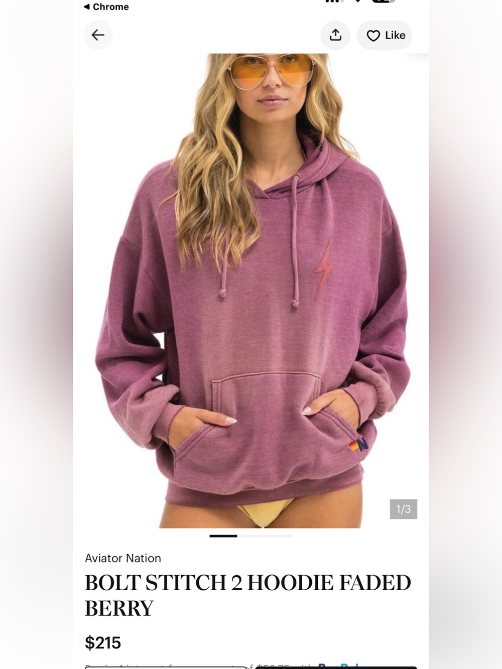Aviator Nation Faded Berry Bolt Stitch 2 Hoodie